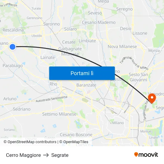 Cerro Maggiore to Segrate map