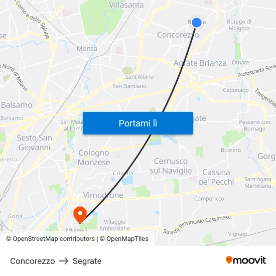Concorezzo to Segrate map
