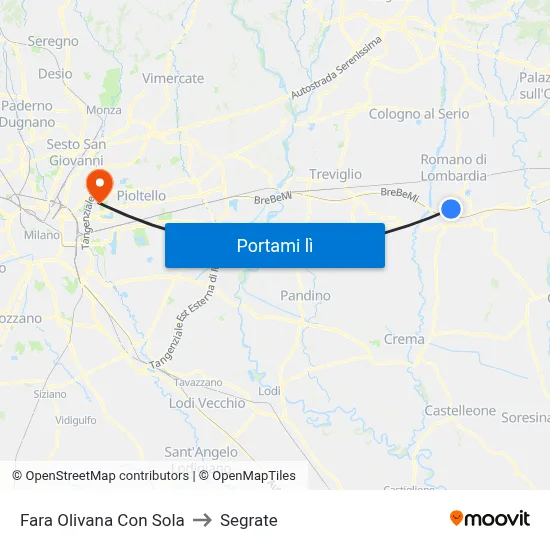 Fara Olivana Con Sola to Segrate map
