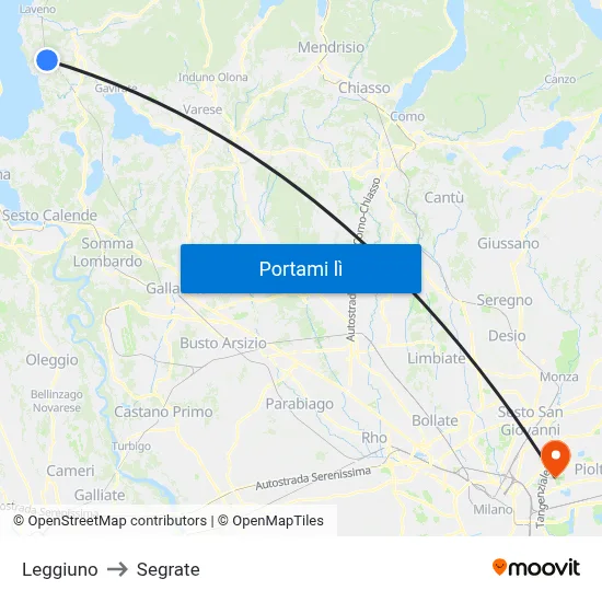 Leggiuno to Segrate map