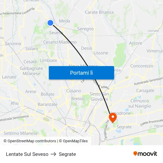 Lentate Sul Seveso to Segrate map