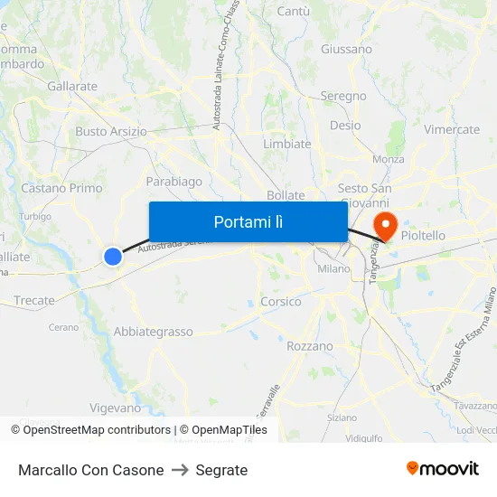 Marcallo Con Casone to Segrate map