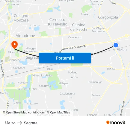 Melzo to Segrate map