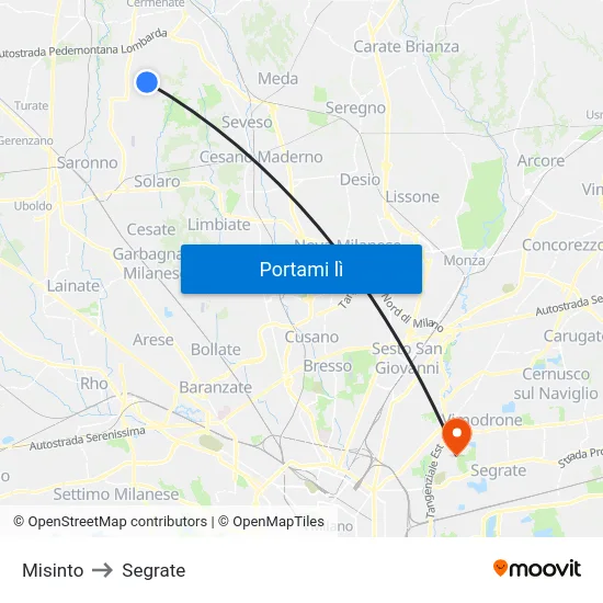 Misinto to Segrate map