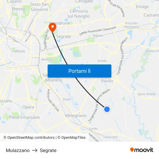 Mulazzano to Segrate map