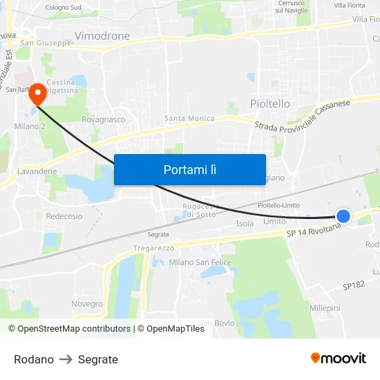 Rodano to Segrate map