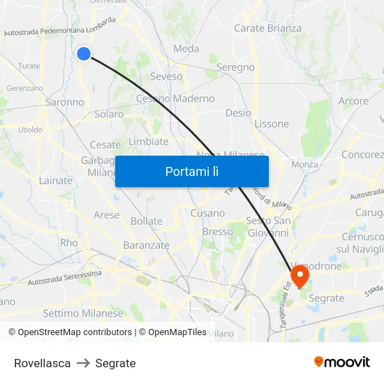 Rovellasca to Segrate map