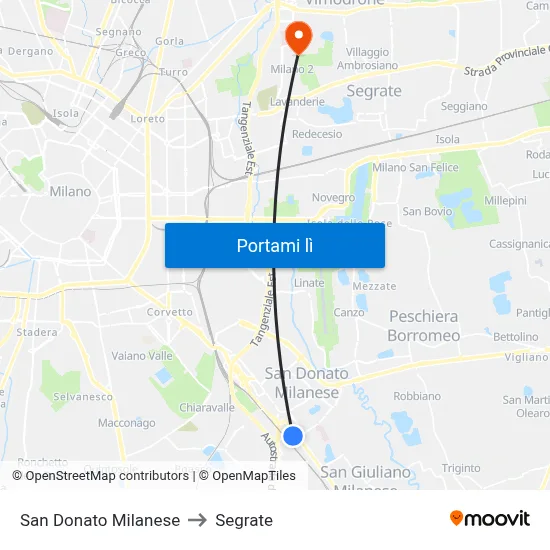 San Donato Milanese to Segrate map