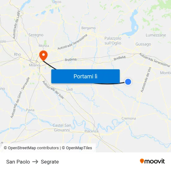 San Paolo to Segrate map