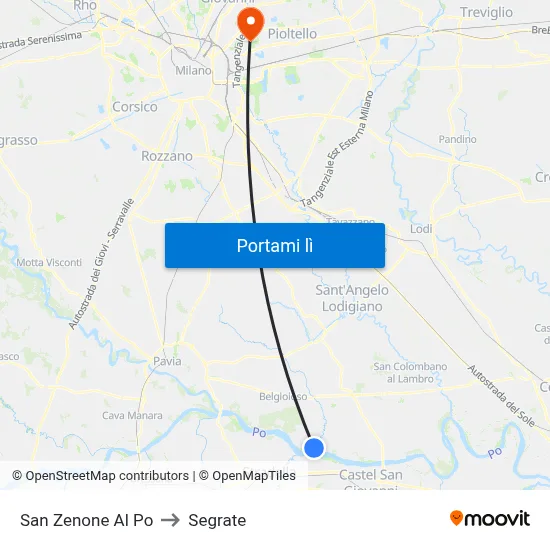 San Zenone Al Po to Segrate map