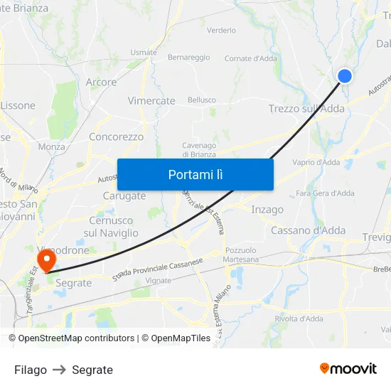 Filago to Segrate map