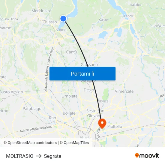 MOLTRASIO to Segrate map