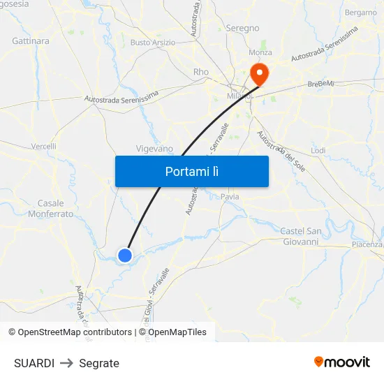 SUARDI to Segrate map