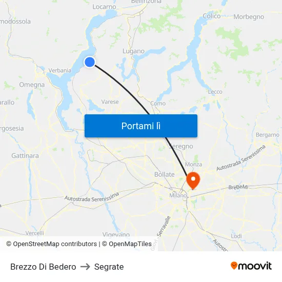 Brezzo Di Bedero to Segrate map
