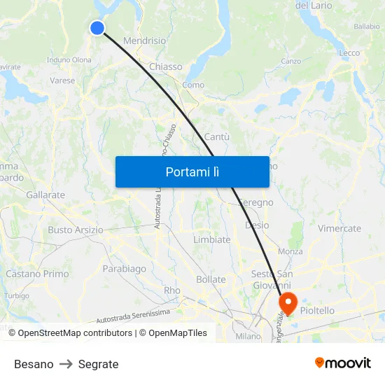 Besano to Segrate map
