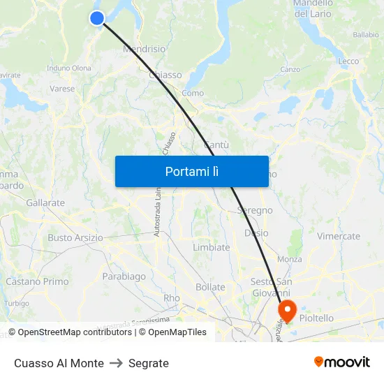 Cuasso Al Monte to Segrate map