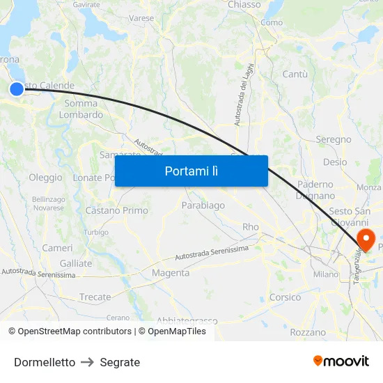 Dormelletto to Segrate map