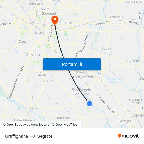 Graffignana to Segrate map