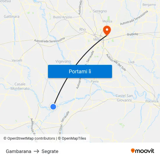 Gambarana to Segrate map