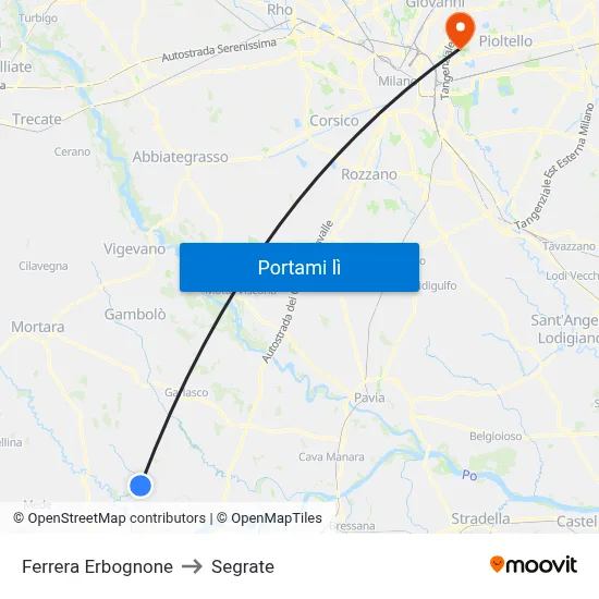 Ferrera Erbognone to Segrate map