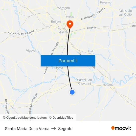 Santa Maria Della Versa to Segrate map