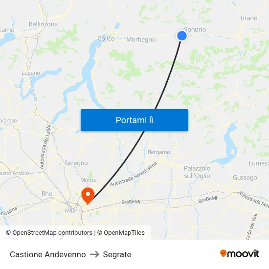 Castione Andevenno to Segrate map