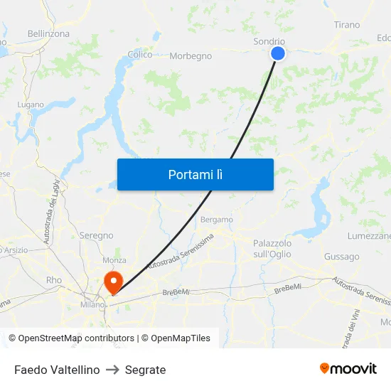 Faedo Valtellino to Segrate map