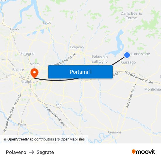 Polaveno to Segrate map