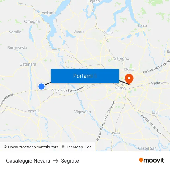 Casaleggio Novara to Segrate map
