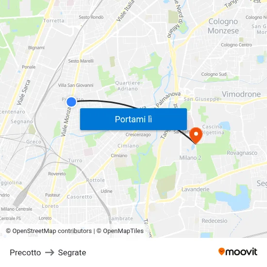 Precotto to Segrate map
