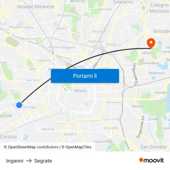 Inganni to Segrate map