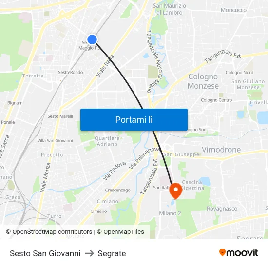 Sesto San Giovanni to Segrate map