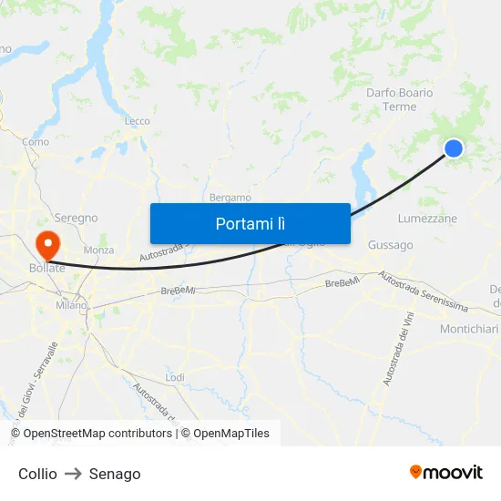 Collio to Senago map