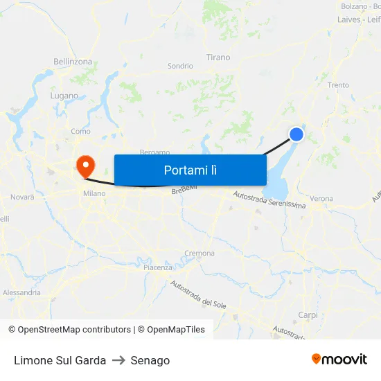 Limone Sul Garda to Senago map