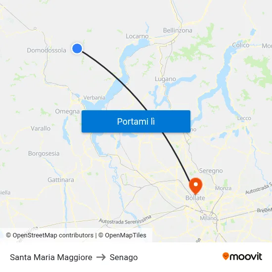 Santa Maria Maggiore to Senago map