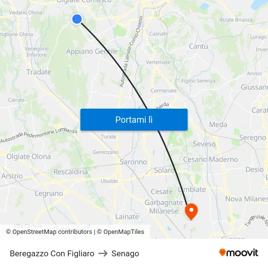 Beregazzo Con Figliaro to Senago map