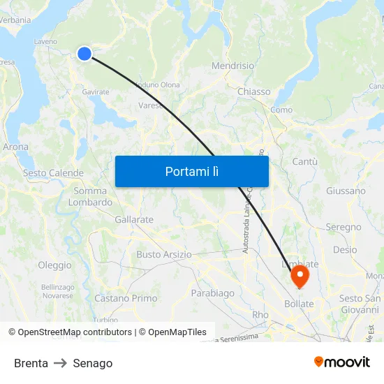 Brenta to Senago map