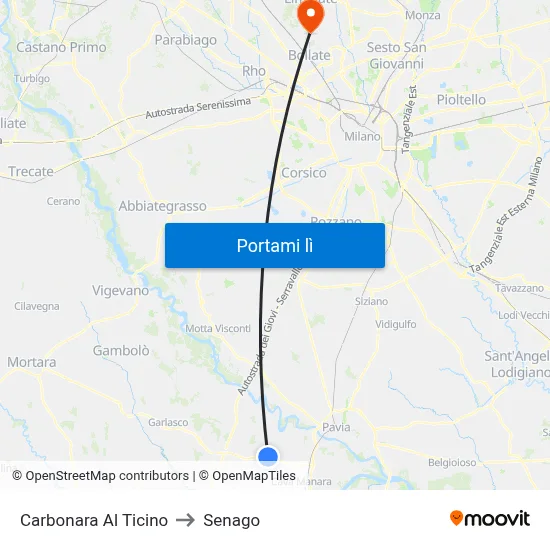 Carbonara Al Ticino to Senago map