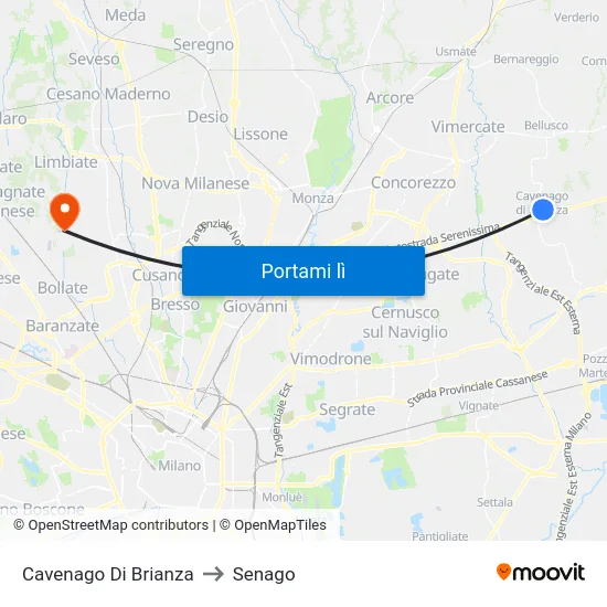 Cavenago Di Brianza to Senago map
