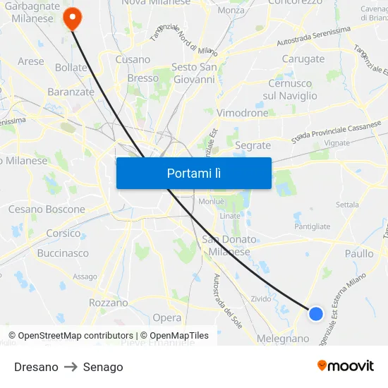 Dresano to Senago map