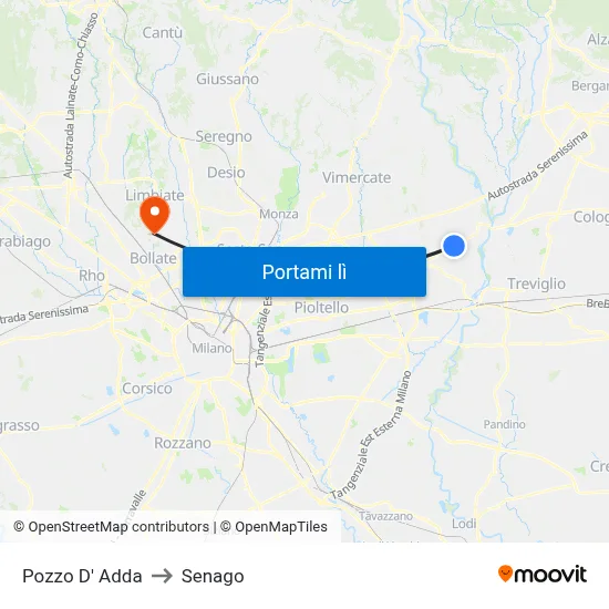 Pozzo D' Adda to Senago map