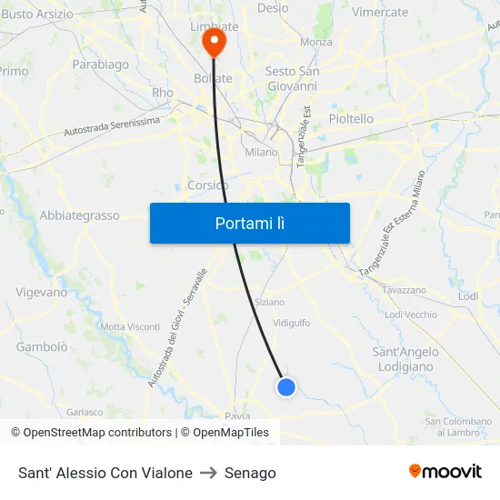 Sant' Alessio Con Vialone to Senago map