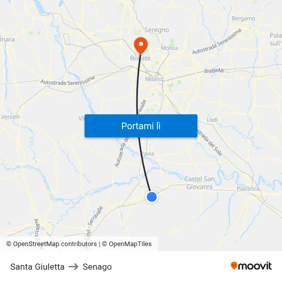 Santa Giuletta to Senago map