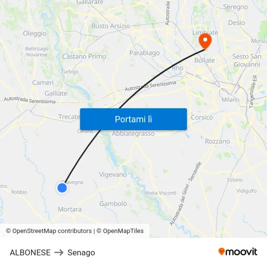 ALBONESE to Senago map