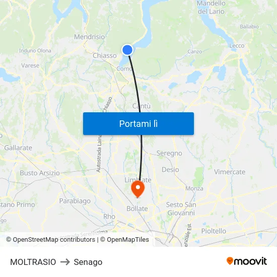 MOLTRASIO to Senago map