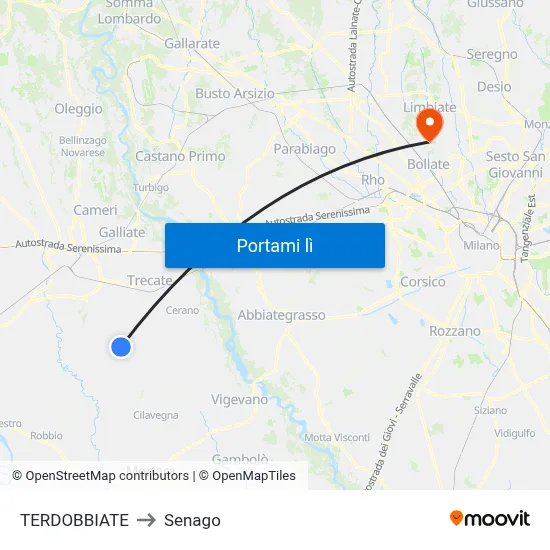 TERDOBBIATE to Senago map