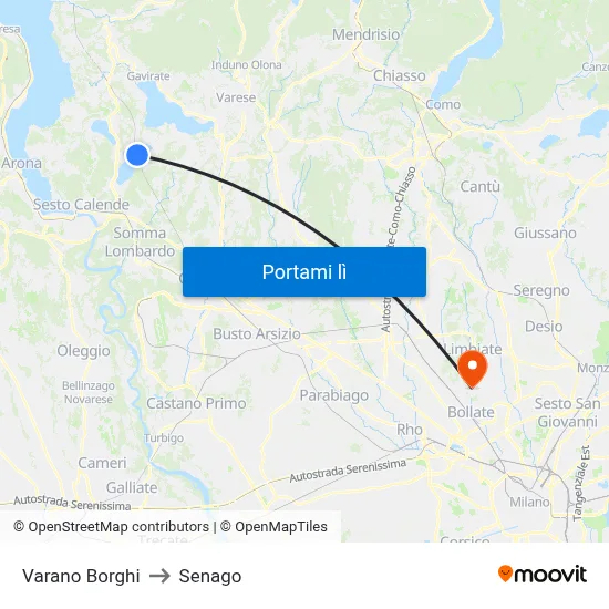 Varano Borghi to Senago map