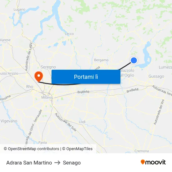 Adrara San Martino to Senago map