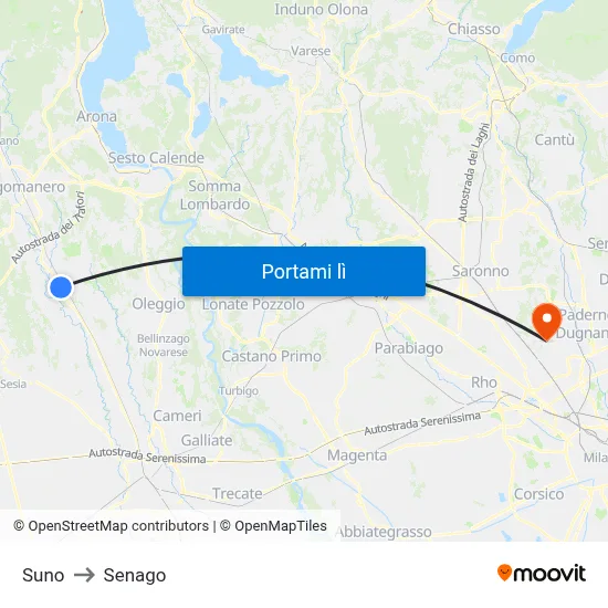 Suno to Senago map
