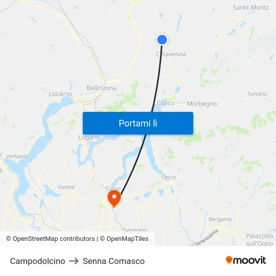 Campodolcino to Senna Comasco map